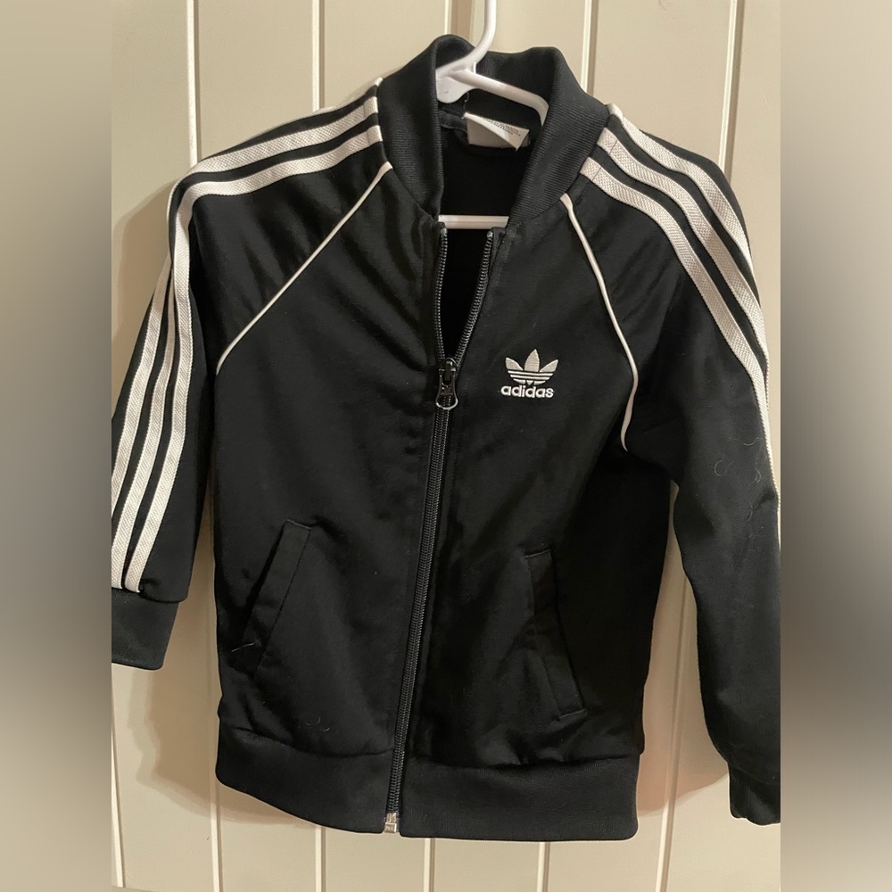 Adidas classic black and white track jacket